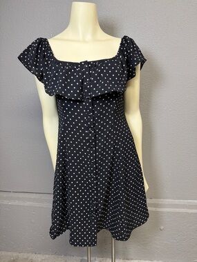 Gypsies & Moondust Black and White Polka Dot Ruffle Mini Dress